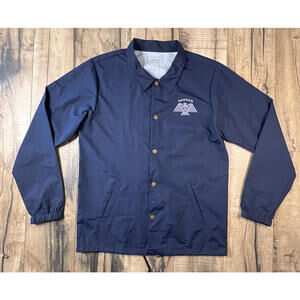 Bohnam Coach's Snap Jacket Blue Nylon Windbreaker Mens Large Live Free Hawkeye .